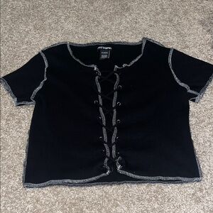 Hot Topic Black Lace-Up Crop Top